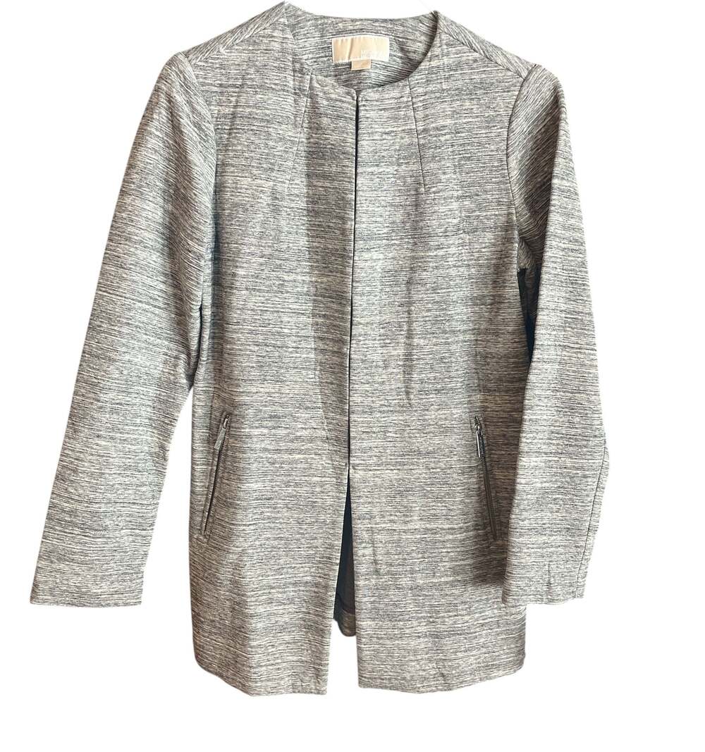 NWT Michael Kors Grey Heather Textured Knit Topper Jacket - Picture 2 of 6